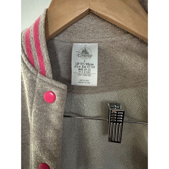 Disney Princess Sequence Tan/Pink Varsity Style Jacket Size 3 - Picture 7 of 11